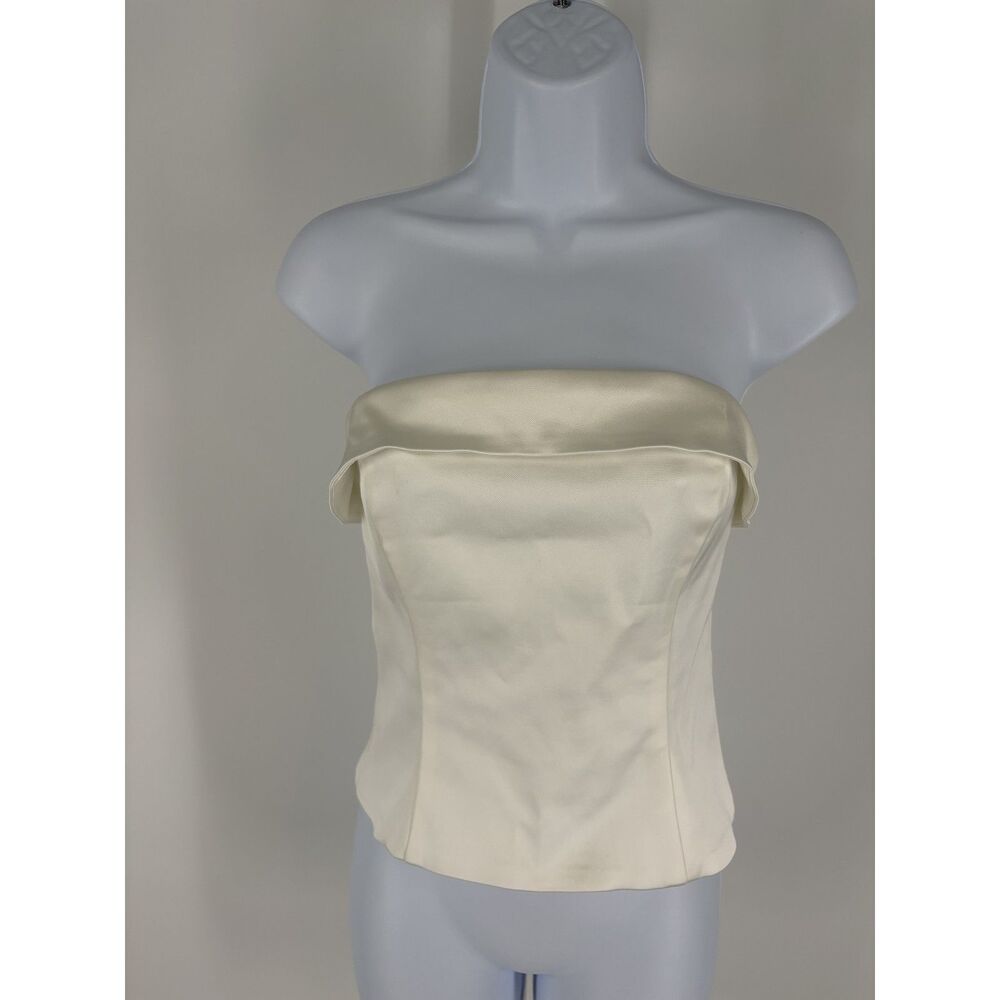Strapless Ivory Satin Corset Top | Women’s Structured Bustier Blouse